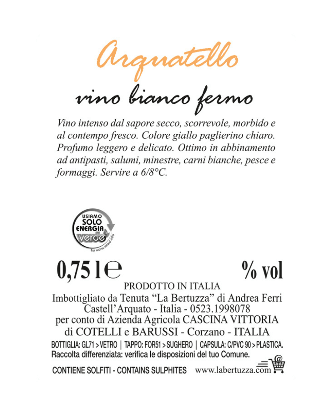 ARQUATELLO - Vino Bianco fermo